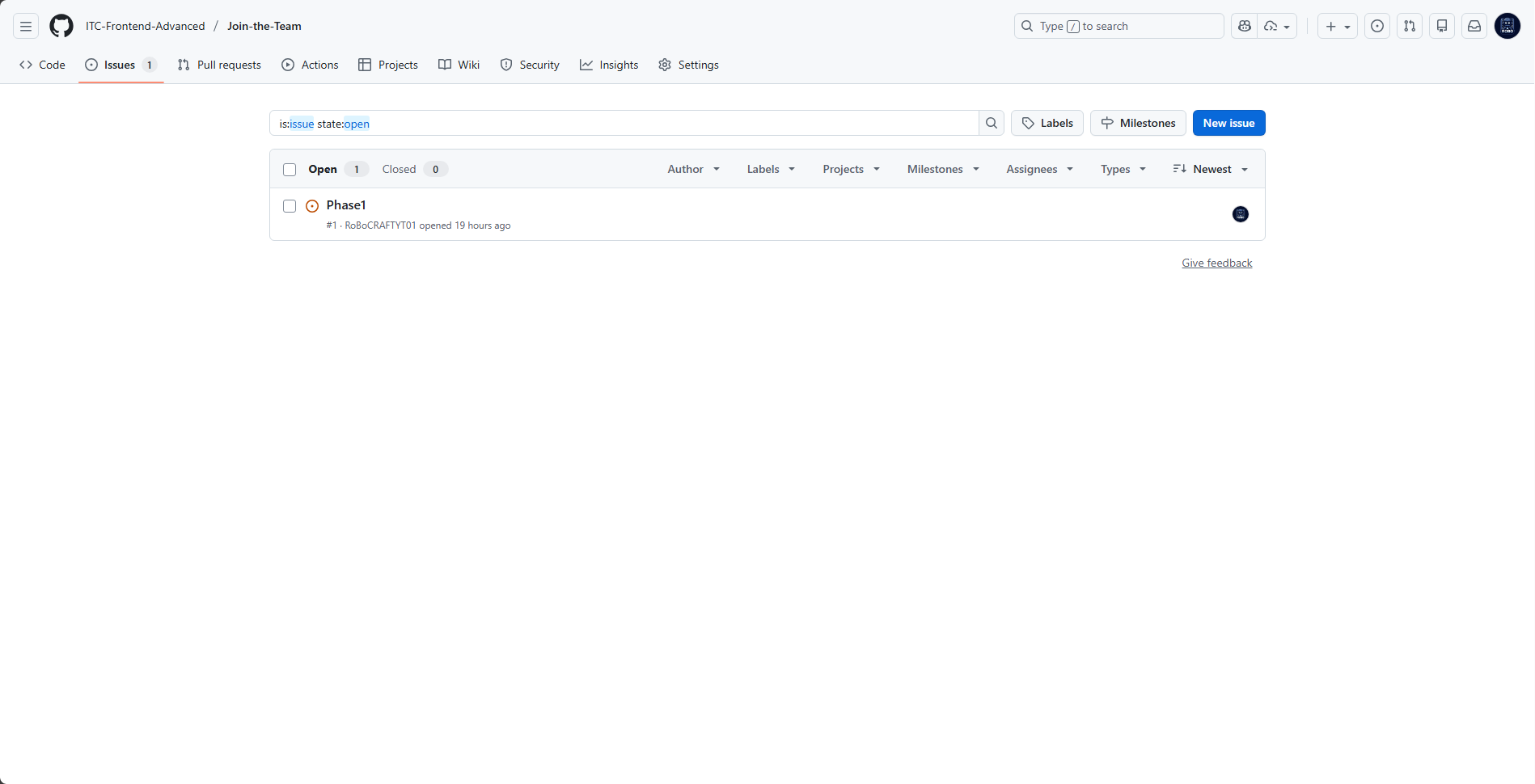 Screen shot of GitHub Issues Taps - ITC