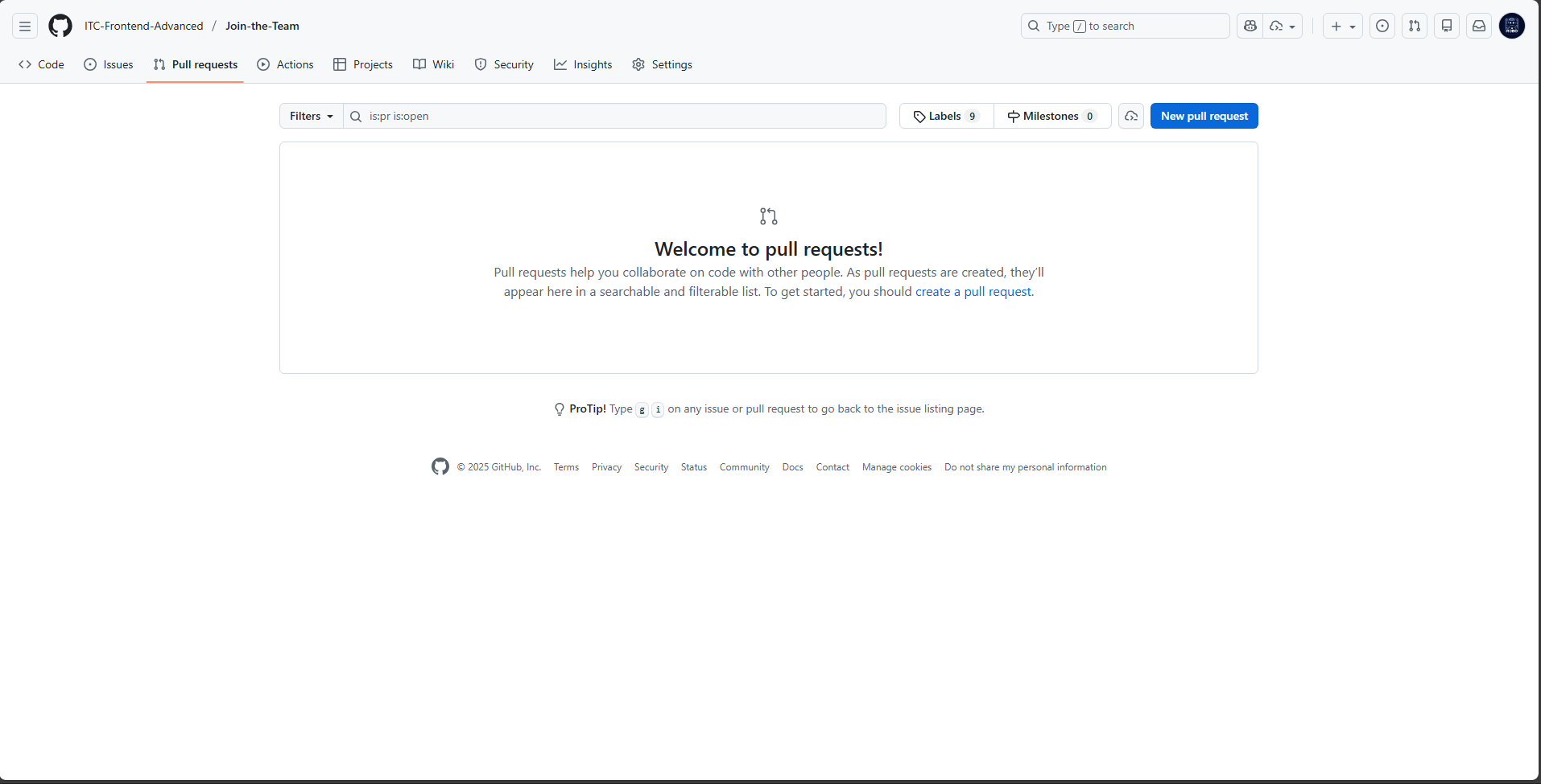Screen shot display GitHub Pull Requests Tap - ITC